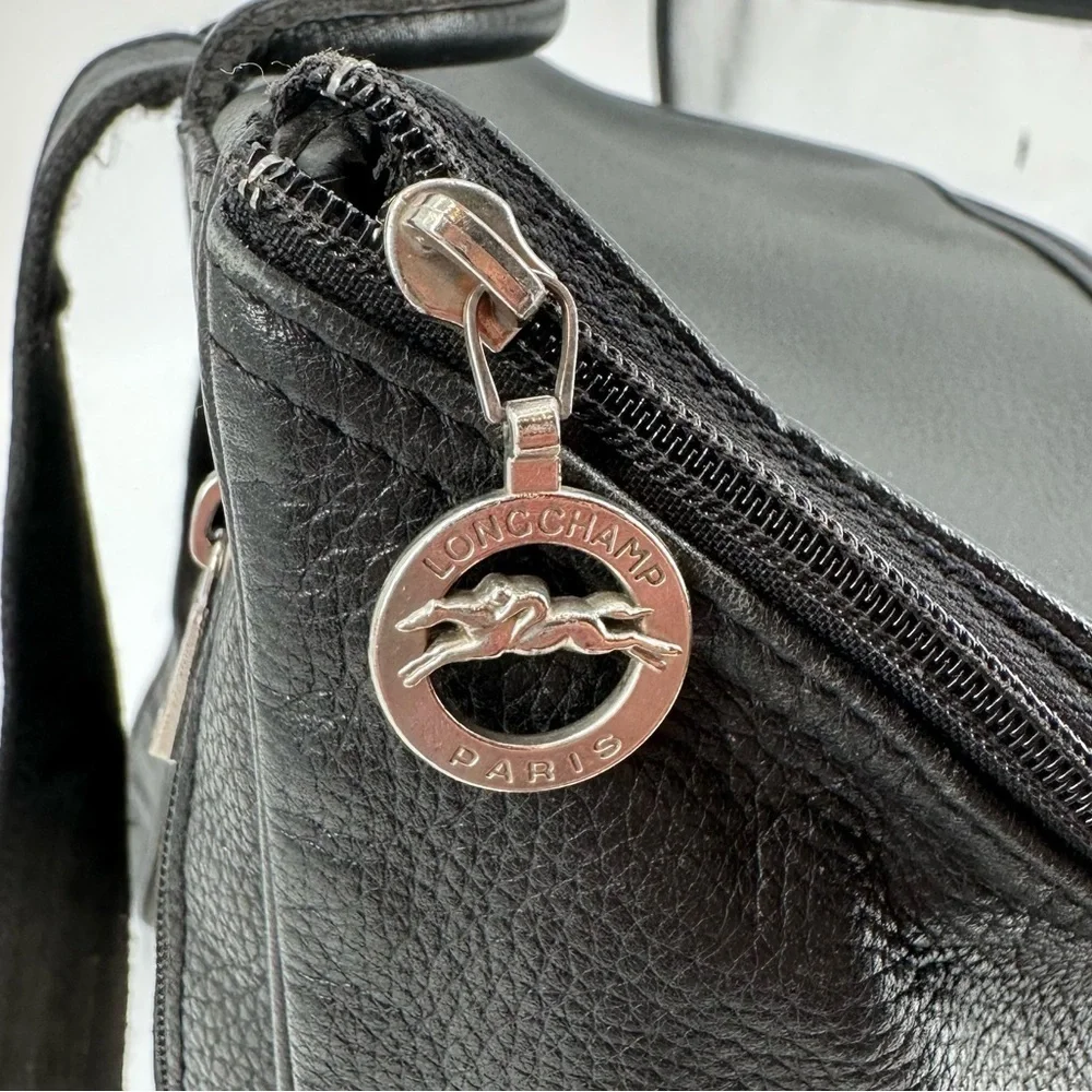 Longchamp Black Leather Le Foulonné Backpack Bag - Picture 4 of 11